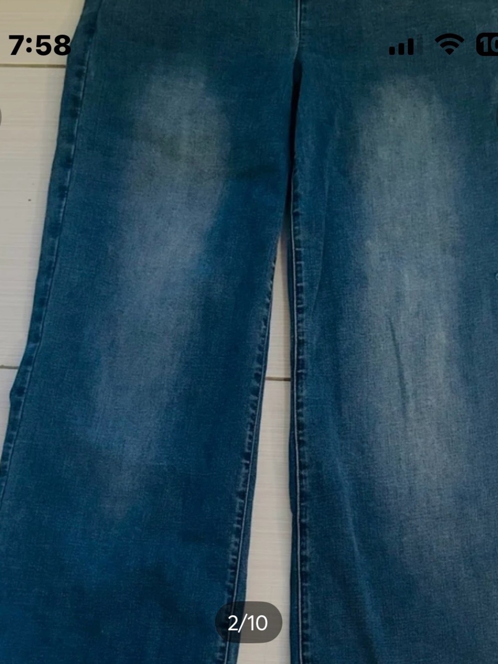 nYDJ wide leg elastic waist blue jean frayed hem - Picture 2 of 9